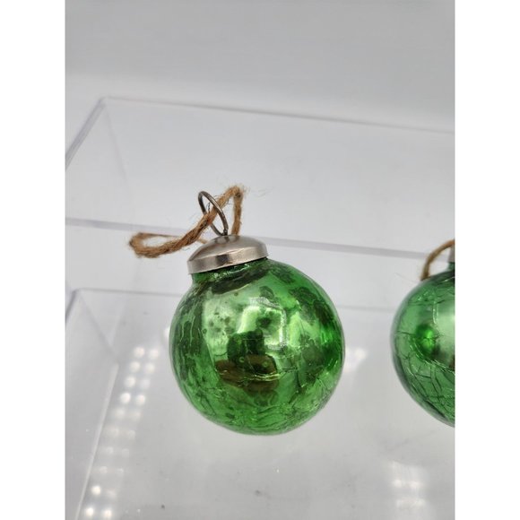 Vintage Kugel Style Green Crackle Mercury Glass Ball Christmas Ornament - Picture 2 of 7